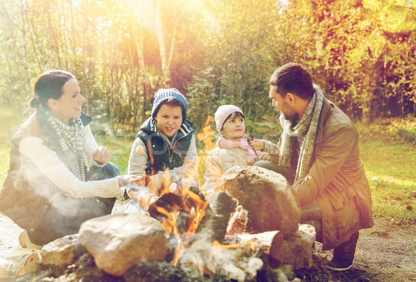 [[stock_photo]]: Famille · heureuse · guimauve · feu · de · camp · Voyage · tourisme · randonnée