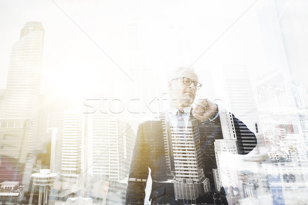 Foto stock: Senior · empresário · tempo · negócio · pessoas