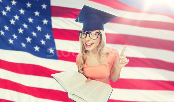 Estudante mulher enciclopédia pessoas educação conhecimento Foto stock © dolgachov