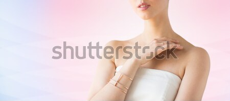 Belle aux seins nus femme culottes lumineuses photos Photo stock © dolgachov