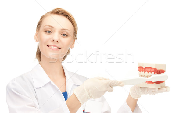 врач зубная щетка фотография Привлекательная женщина женщину медицина Сток-фото © dolgachov