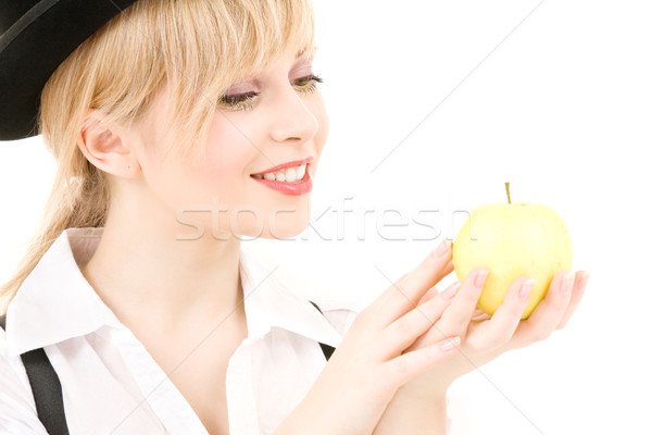 Zielone jabłko jasne zdjęcie kobieta Zdjęcia stock © dolgachov