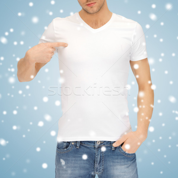 男 白 Tシャツ デザイン 雪 代 ストックフォト © dolgachov