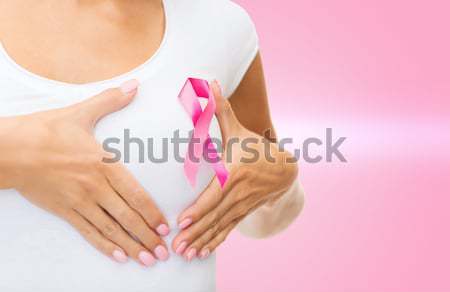 hand holding pink breast cancer awareness ribbon Stock photo © dolgachov