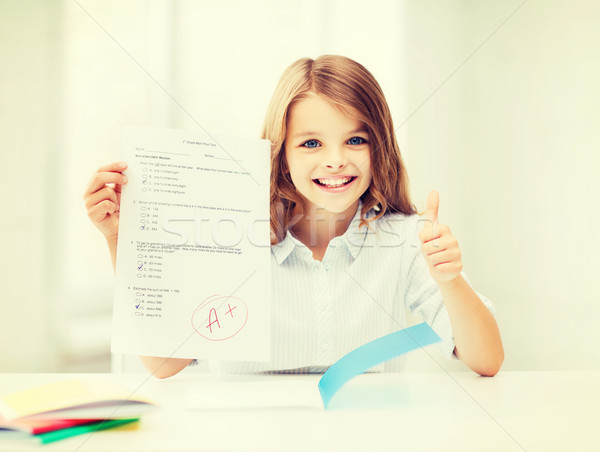 Meisje test middelbare school onderwijs school weinig Stockfoto © dolgachov