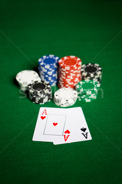close up of casino chips and playing cards Stock photo © dolgachov