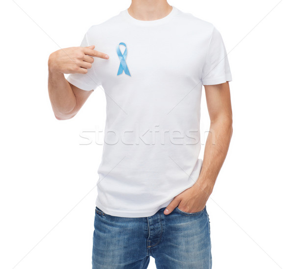 man with blue prostate cancer awareness ribbon Stock photo © dolgachov