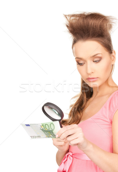 Femme loupe argent visage euros Homme [[stock_photo]] © dolgachov