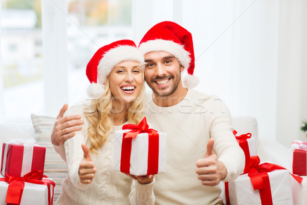 Stock fotó: Boldog · pár · karácsony · ajándékok · remek · ünnepek