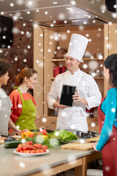 Gelukkig vrouwen chef keuken koken Stockfoto © dolgachov