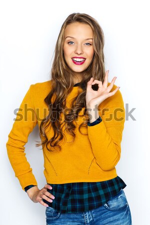 Glücklich teen Handzeichen Stock foto © dolgachov