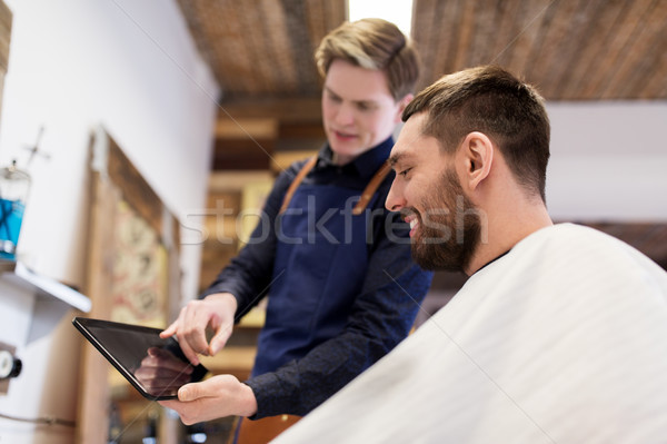 Foto stock: Barbero · hombre · tecnología · personas