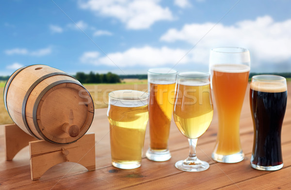 different types of beer in glasses on table Stock photo © dolgachov