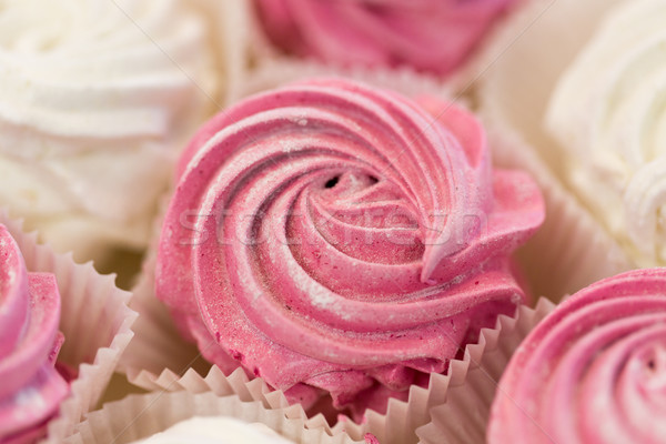 close up of zephyr or marshmallow dessert on plate Stock photo © dolgachov