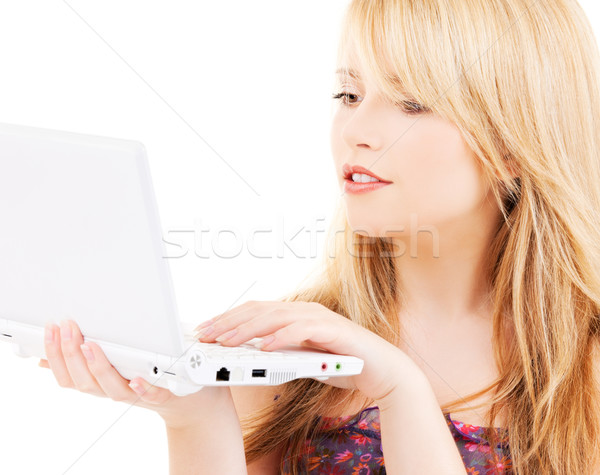 Laptop zdjęcie kobieta twarz Internetu Zdjęcia stock © dolgachov