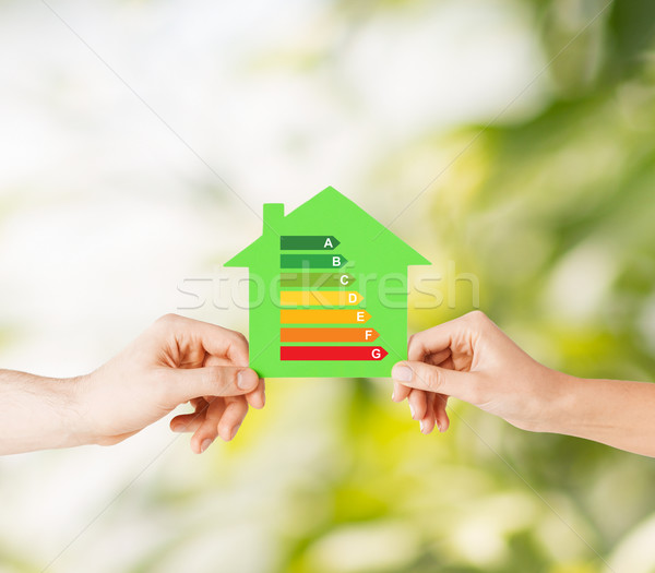 hands holding green paper house Stock photo © dolgachov