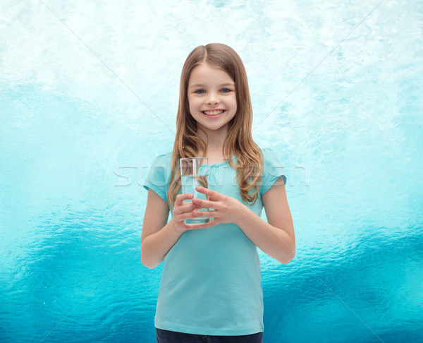 Mosolyog kislány üveg víz egészség szépség Stock fotó © dolgachov