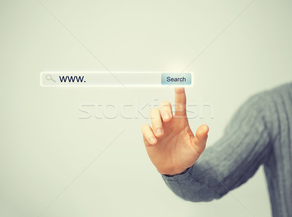 Stock fotó: Férfi · kéz · kisajtolás · keresés · gomb · technológia