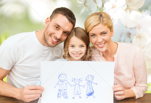 happy family with drawing or picture Stock photo © dolgachov