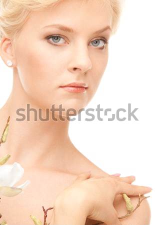 lovely woman with twig Stock photo © dolgachov