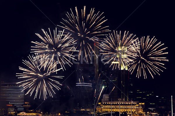 beautiful fireworks at night city sky Stock photo © dolgachov
