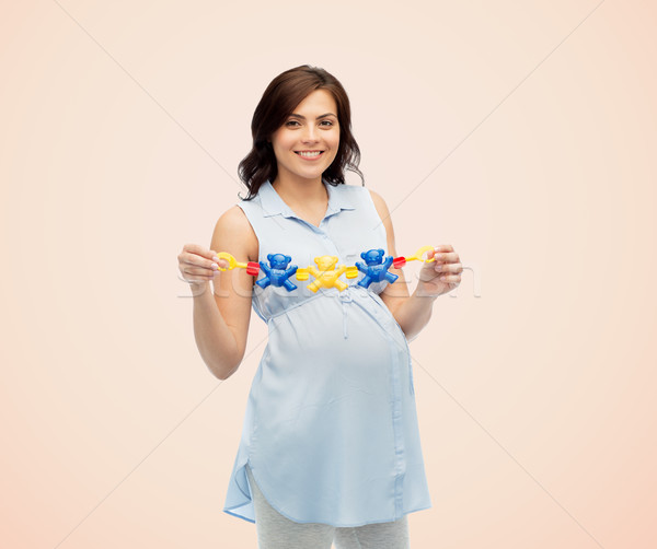 Сток-фото: счастливым · беременная · женщина · греметь · игрушку · беременности