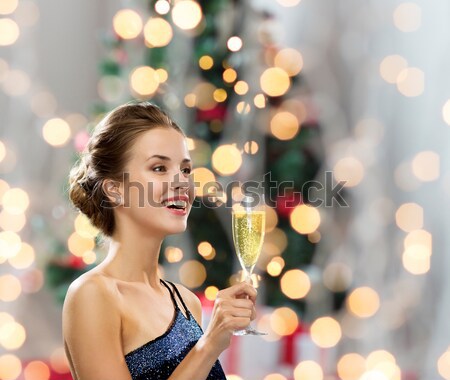 close up of beautiful woman with cocktail at night Stock photo © dolgachov