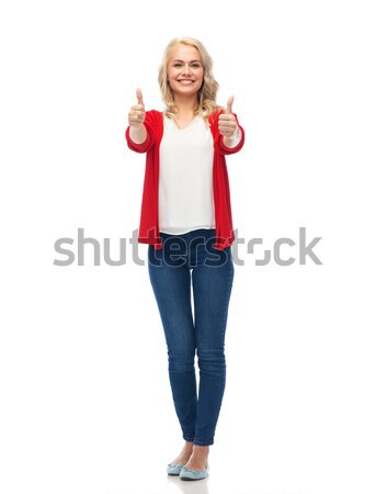 幸せ 笑みを浮かべて 若い女性 ジェスチャー ストックフォト © dolgachov