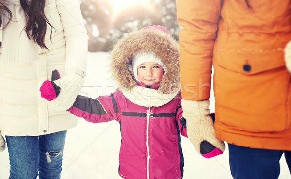 счастливая семья ребенка зима одежды улице Сток-фото © dolgachov