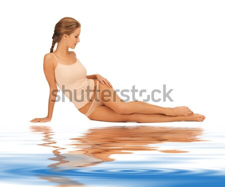 Schöne Frau Baumwolle Bild Frau Wasser Mädchen Stock foto © dolgachov