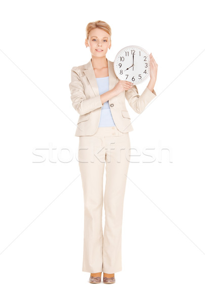 Foto stock: Mujer · grande · reloj · brillante · Foto