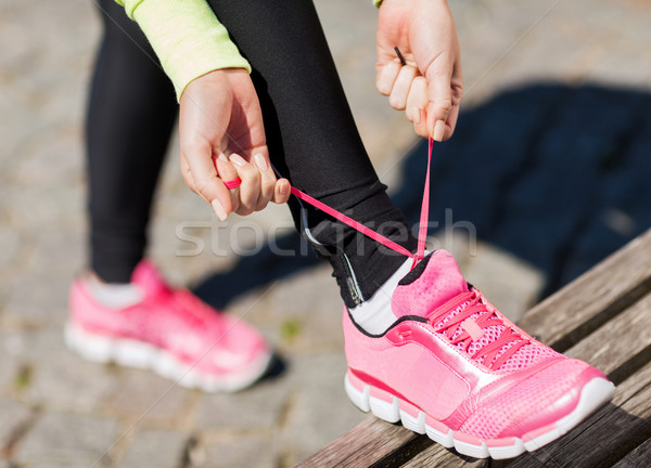 Stock foto: Läufer · Frau · Ausbilder · Schuhe · Sport · Fitness