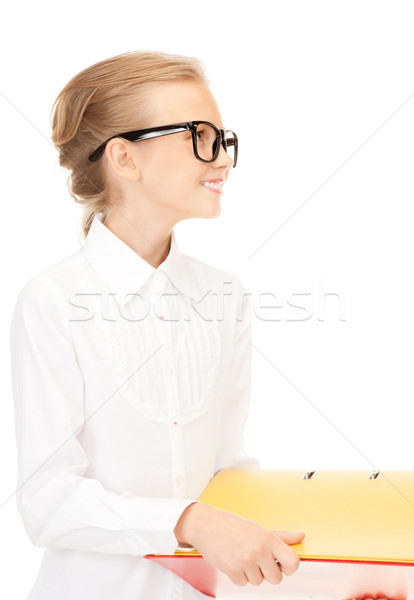 elementary school student with folders Stock photo © dolgachov