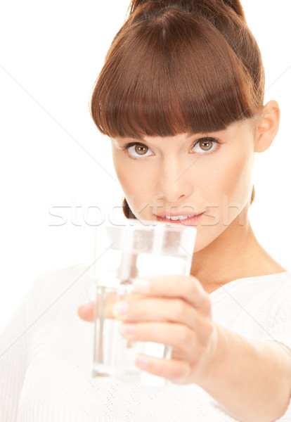Kadın cam su güzel bir kadın beyaz sağlık Stok fotoğraf © dolgachov