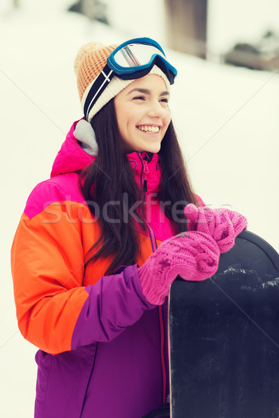 Mutlu genç kadın snowboard açık havada kış boş Stok fotoğraf © dolgachov