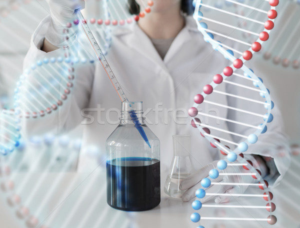 close up of scientist making test in lab Stock photo © dolgachov