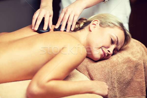 Foto d'archivio: Donna · caldo · pietra · massaggio · spa