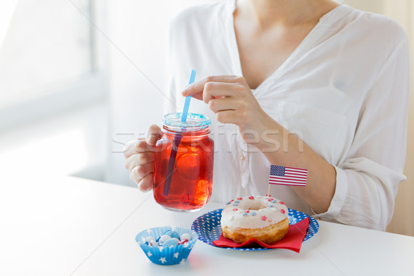 woman celebrating american independence day Stock photo © dolgachov