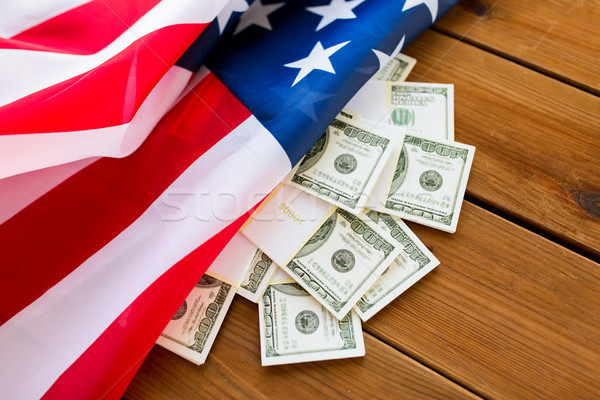 Közelkép amerikai zászló dollár pénz pénz költségvetés Stock fotó © dolgachov