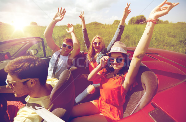 [[stock_photo]]: Heureux · amis · conduite · cabriolet · voiture · pays