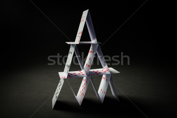 Ház kártyapakli fekete kaszinó hazárdjáték játékok Stock fotó © dolgachov