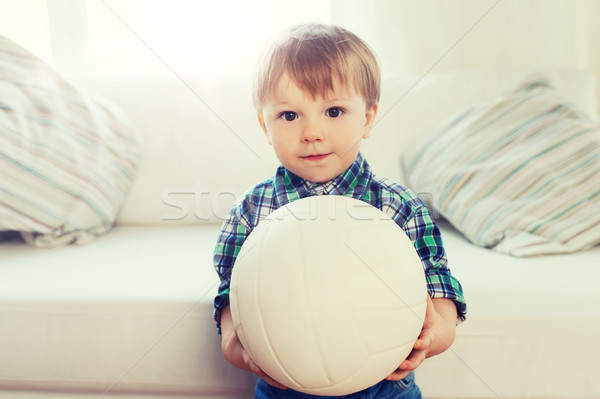 happy little baby boy with ball at home Stock photo © dolgachov