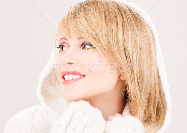 lovely teenage girl in hoodie Stock photo © dolgachov