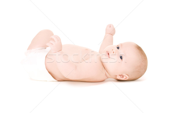 Stock foto: Verlegung · Baby · Junge · Windel · Bild · weiß
