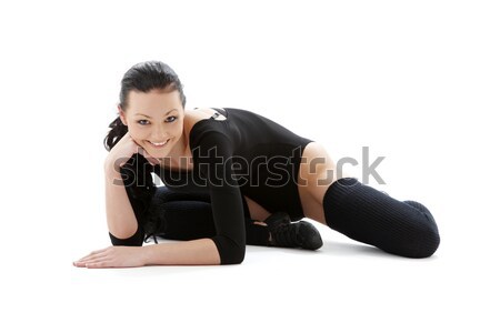 sporty girl in black leotard Stock photo © dolgachov