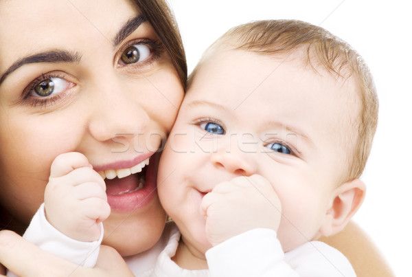 ストックフォト: 赤ちゃん · ママ · 画像 · 幸せ · 母親 · 白