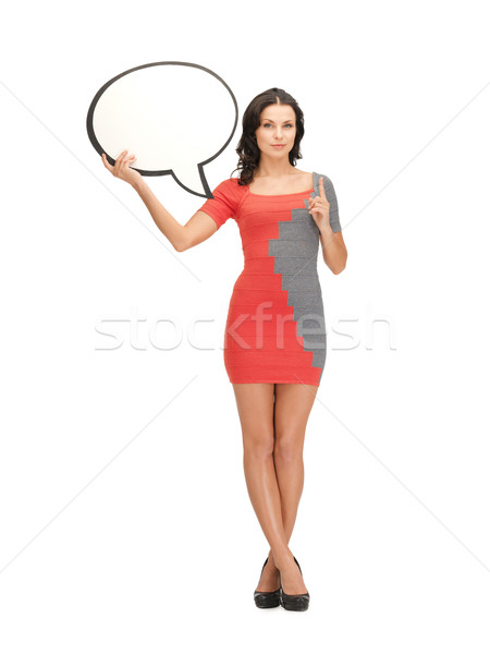 Foto stock: Mujer · texto · burbuja · dedo · hasta · Foto