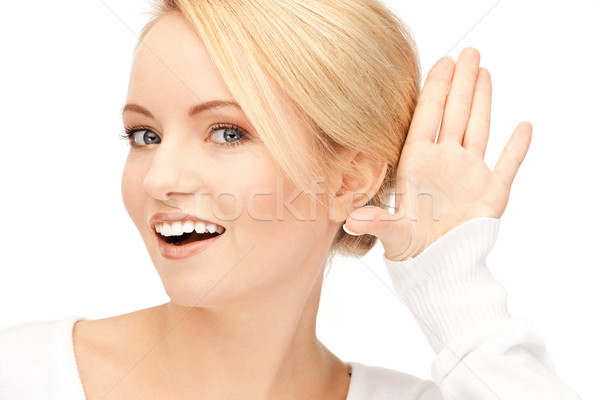 Glücklich Frau hören Klatsch hellen Bild Stock foto © dolgachov