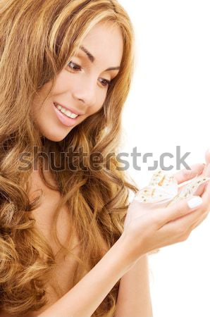 Gouden doek topless meisje vrouw gezicht Stockfoto © dolgachov
