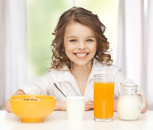 girl with healthy breakfast Stock photo © dolgachov